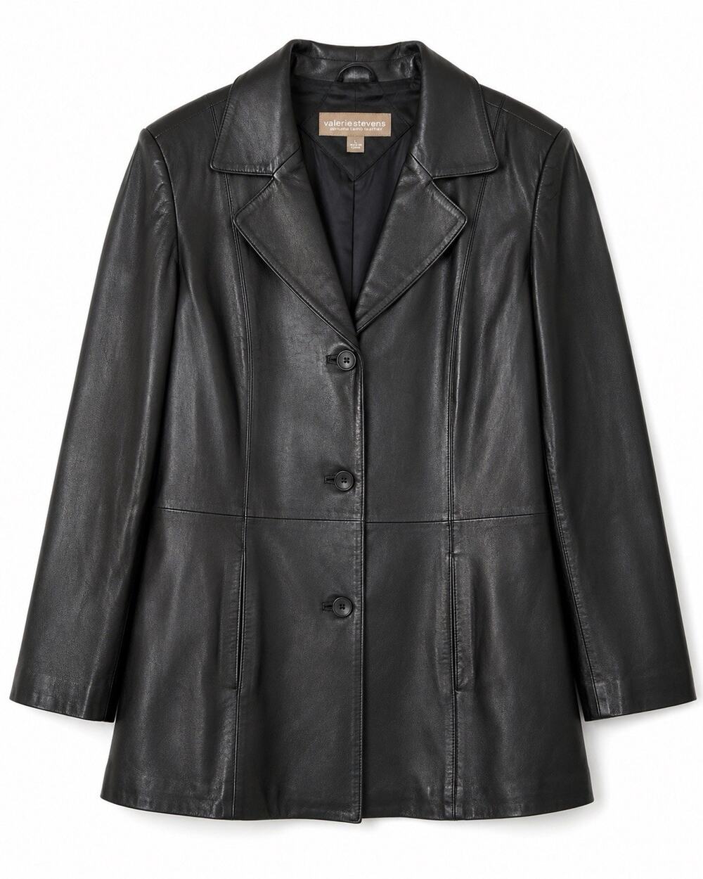 Vintage Valerie Stevens Genuine Lamb Leather Jacket Women’s L Black Blazer Coat